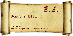 Bogár Lili névjegykártya
