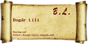 Bogár Lili névjegykártya